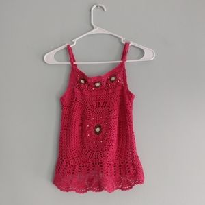 Girls pink one step up tank top